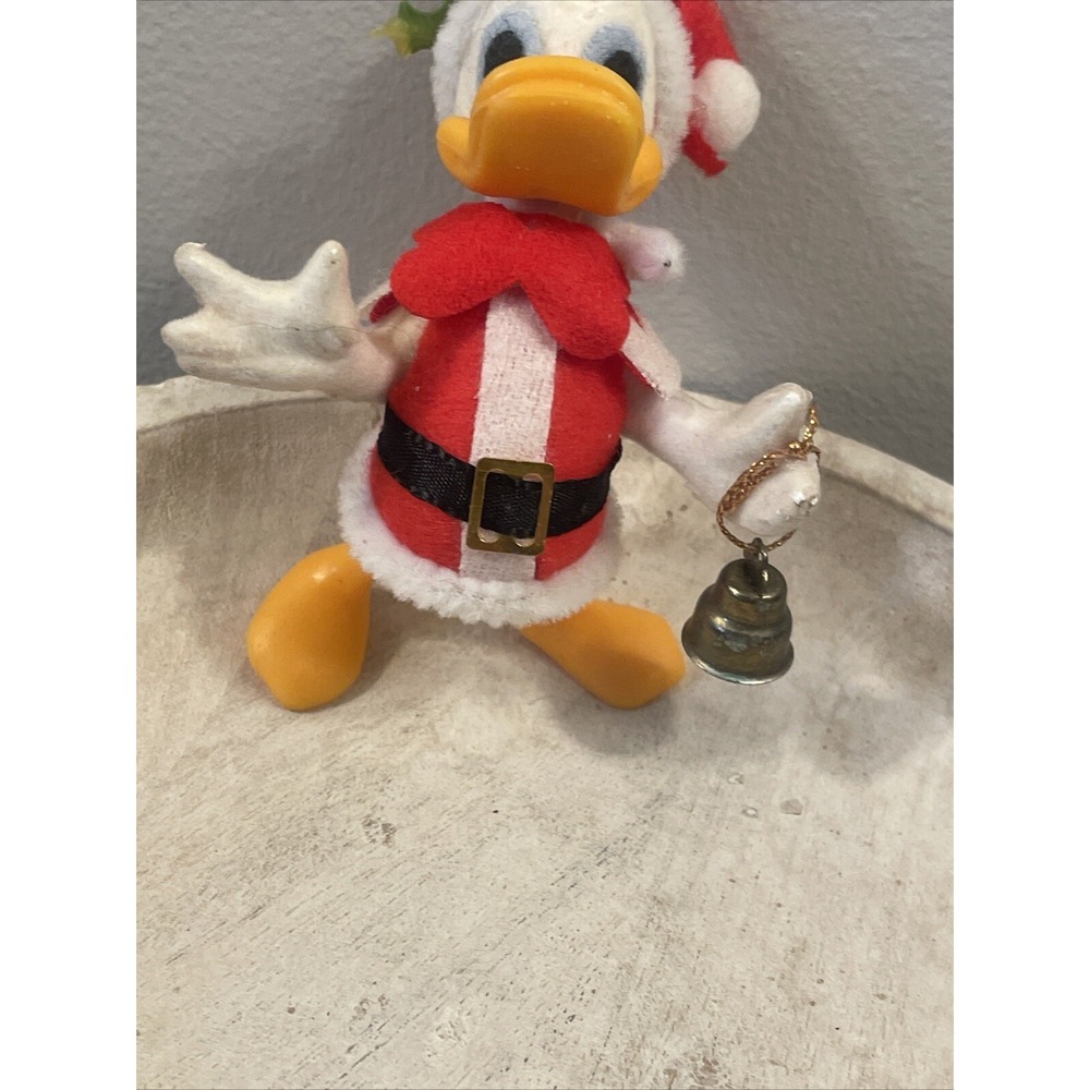 Vintage Santa's World Flocked Donald Duck Christmas Ornament - Picture 2 of 7